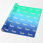 MyPupSocks Personalized Gradient Green & Blue Wrapping Paper with Logo, Custom Name Gift Wrapping Paper Roll with Text for Friend Grandma Grandpa Birthday Wedding Christmas Gifts 58x23 5 Rolls - Image 2