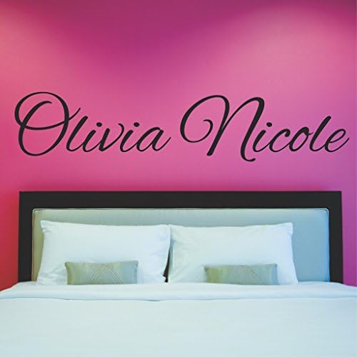 Fancy Cursive Single Personalized Custom Name Vinyl Wall Art Decal Sticker 50" W, Girl Name Decal, Girls Name, Nursery Name, Girls Name Decor, Girls Bedroom Decor, PLUS FREE 12" WHITE HELLO DOOR DECAL by DecorDesignsDecals