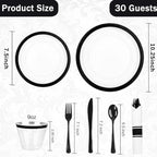 I00000 210 Pcs Clear and Black Plastic Plates, Disposable Dinnerware Set - Image 3