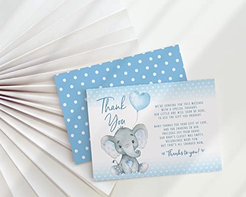 Your Main Event Prints Elephant Baby Shower Thank You Cards - 20 Count Pre-Written Thank You Cards - Baby Sprinkle Blue Dots - No Envelopes Included (Pack of 2) - Image 5