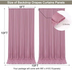 50x10ft Dusty Pink Backdrop Curtain for Wedding Parties Wrinkle Free Fabric Pink Drapes Backdrop Decoration for Baby Shower Birthday Photography Decoration 10 Panels, 5ft x 10ft - Image 5