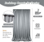 10 x 7 Feet Grey Backdrop Curtain for Partie, Background Curtains for Photoshoot, Birthday, Wedding, Halloween, Thanksgiving, Christmas Day, New Year Party Decorations 5Ft x 7Ft, 2 Panels - Image 2
