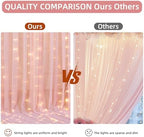 10x10FT Pink Wrinkle Free Backdrop Curtains with Lights String for Parties - Photo Curtain Backdrop with Lights for Wedding Decorations, Bridal Baby Shower Birthday Party Photography Background - Image 5