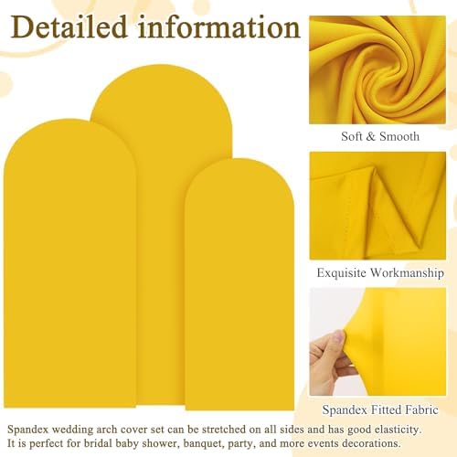 FOTSHARER Gold Arch Cover Wedding 6FT 6.6FT 7.2FT Arch Spandex Cover Set of 3 Chiara Wall Covers for Arch Stand Fitted Stretchy Arch Backdrop Stand Cover Arch Fabric Backdrop Cover for Ornaments - Image 4