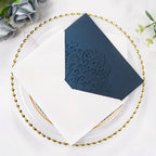Navy Blue Laser Cut Invitations Wedding Invitation Kit Personalized Cards - Image 5