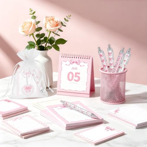 96 Pcs Pink Bow Baby Shower Favors for Guest 24 Set Bow Coquette Notebook and Pen with Keychain & Gift Bag, Girls Pink Party Supplies Bridal Shower Gender Reveal Gifts Birthday Party Decorations - Image 6