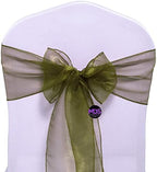Pack of 100 Organza Chair Sashes for Wedding & Event Décor – Olive Green - Image 2
