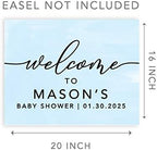 Andaz Press Personalized Large Canvas Baby Shower Welcome Sign, 16 x 20 Inches, Minimal Baby Blue, Guestbook Alternative, Custom Baby Shower Sign, for Baby Shower, Baby Sprinkle - Image 5