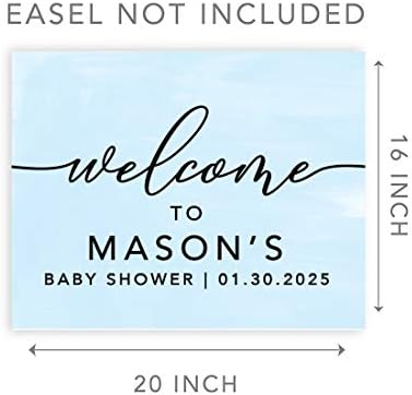 Andaz Press Personalized Large Canvas Baby Shower Welcome Sign, 16 x 20 Inches, Minimal Baby Blue, Guestbook Alternative, Custom Baby Shower Sign, for Baby Shower, Baby Sprinkle - Image 5