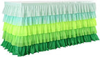 Hawaiian Green Table Skirts Ruffled Tutu Tablecloth for St. Patrick's Day Luau Hawaiian Tropical Beach Party Island Theme Decorations Mint Grass Green - Image 4