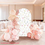 A Little Wildflower is on the Way Arch Backdrop Cover Pastel Pink Girl Baby Shower Party Floral in Bloom Fabric Arched Photo Booth Sign Spring Decorations 6ft - Image 2
