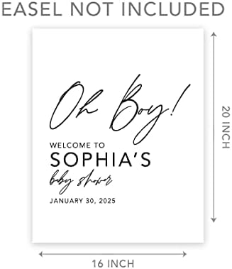 Andaz Press Custom Large Baby Shower Welcome Sign, 16" x 20", Oh Boy! Personalized Canvas Welcome Sign, Signage, Canvas Sign for Baby Sprinkle, Baby Shower, Baby Boy, Baby Shower Decorations - Image 5