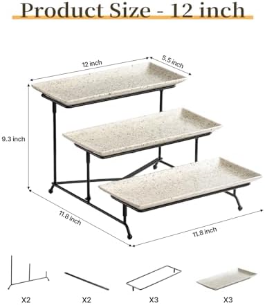 LAUCHUH 3 Tier Serving Tray, Porcelain Serving Platters and Trays for Party - Image 2