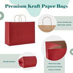 GSSUSA Red Paper Bags with Handles, Large Gift Bags 16x6x12, 50 Pack - Image 3