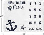 Sweet Jojo Designs Nautical Sailor Boy Girl Milestone Blanket Monthly Newborn First Year Growth Mat Baby Shower Memory Keepsake Gift Picture - Navy Blue White Anchors Ocean Sailboat Sea Gender Neutral - Image 4