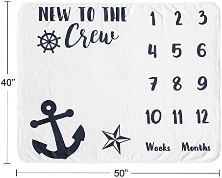 Sweet Jojo Designs Nautical Sailor Boy Girl Milestone Blanket Monthly Newborn First Year Growth Mat Baby Shower Memory Keepsake Gift Picture - Navy Blue White Anchors Ocean Sailboat Sea Gender Neutral - Image 4