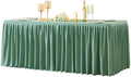 Wish Care Sage Green Polyester Table Clothes for 4 Foot Rectangle Tables, Wrinkle Free Fitted Table Cover with Pleated Ruffle Table Skirt for Birthday Party Wedding Trade Show Event Display by WishCare