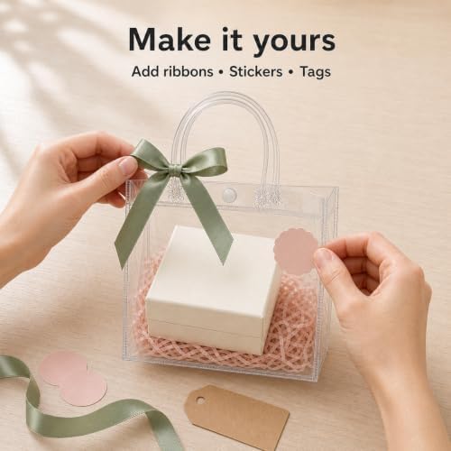 Dobafun Clear Gift Bags with Handles, 55 PCS Clear Goodie Bags with Ribbon - Image 6