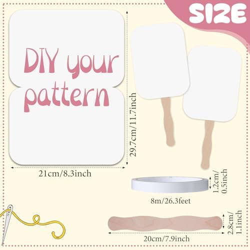 Taobary 75 Pieces DIY Paper Church Fans Handle Wooden Sticks for Wedding - Image 2