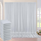 50ft×10ft Silver Wrinkle Free Backdrop Curtains for Parties, 10 Panels 5×10ft Soft Silky Polyester Light Gray Photo Backdrop Drapes for Wedding Birthday Baby Shower Party Photography Decor by ENJOYYOURPARTY