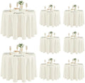 Fitable 8 Pack Ivory Round Tablecloths 120 Inch for 48"-96" Tables by Fitable