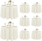 Fitable 8 Pack Ivory Round Tablecloths 120 Inch for 48"-96" Tables by Fitable
