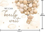 MEHOFOND 8x6ft Bear Baby Shower Backdrop We Can Bearly Wait Baby Shower Party Decorations for Boy Hot Airs Balloons Watercolors Clouds Stars Photography Background Newborn Photo Booth Props (Brown) - Image 4