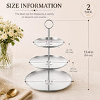ABuff 3 Tiered Silver Cupcake Stand 2 Pack Stainless Steel Silver Tiered Dessert Stand Cupcake Display Tower 3 Tier Serving Tray Cake Stand for Baby Shower Birthday Party Wedding - Image 2