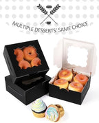 qiqee Black Bakery Box with Window 60packs 6x6x3 Black Cookie Boxes Pastry Box for Wedding Favor Birthday ＆ Party - Image 3