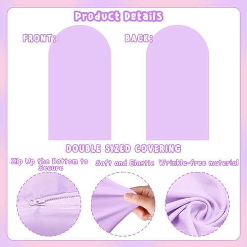 2Pcs Arch Backdrop Covers Purple & Pink (7.2ft+6ft), Spandex Fitted Arch Stand Covers Background with Zipper for Wedding Baby Shower Birthday Bridal Shower Party Decorations(Only Cover) - Image 5