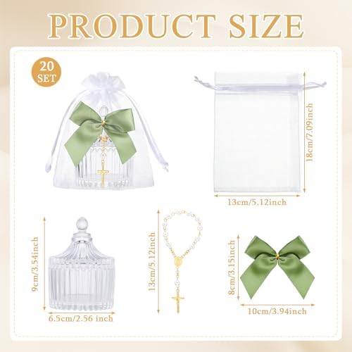 Vesici 20 Sets Baptism Party Favors for Guests Crystal Candy Bowl, Green - Image 2