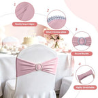 Babenest 50PCS Spandex Chair Sashes Bows with Buckle Dusty Pink - Image 4