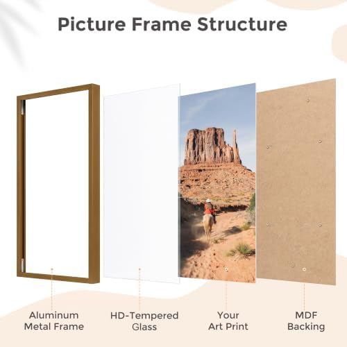 20x28 Metal Picture Frame, Aluminum Poster Frame with Real Glass, Bronze - Image 4