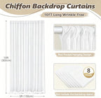 40ft x 10ft Cream White Backdrop Curtains, Wrinkle-Free Sheer Chiffon Fabric Photo Backdrop Drapes for Wedding Arch Party Ceremony Stage Photography Decorations - Image 2