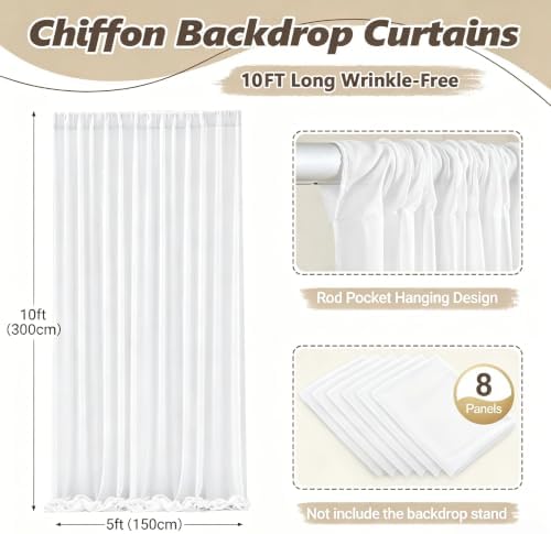 40ft x 10ft Cream White Backdrop Curtains, Wrinkle-Free Sheer Chiffon Fabric Photo Backdrop Drapes for Wedding Arch Party Ceremony Stage Photography Decorations - Image 2