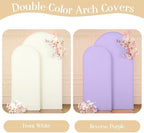 Cream Purple Arch Backdrop Cover Set of 2 Spandex Arch Covers 7.2 and 6ft Wedding Birthday Party Arch Covers Stretchy Backdrop Bridal Baby Shower Biege Lavender Arch Stand Cover - Image 2