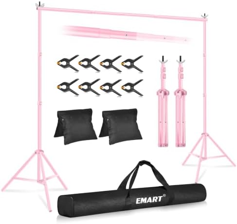 EMART Backdrop Stand 10x7FT Adjustable Back Drop Stand for Party -Pink by EMART