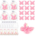 50 Sets Butterfly Baby Shower Party Favors Butterfly Shaped Candle, Scented Pink Tea Lights Candles with Thank Cards, Cute Butterfly Decorations for Guests Wedding Bridal Shower (Pink) by KBDHYY