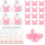 50 Sets Butterfly Baby Shower Party Favors Butterfly Shaped Candle, Scented Pink Tea Lights Candles with Thank Cards, Cute Butterfly Decorations for Guests Wedding Bridal Shower (Pink) by KBDHYY