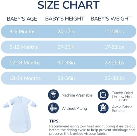 Rayon Made from Bamboo Sleep Sack 6-12 Months, Detachable Sleeves - Adjustable Warmth to Prevent Overheating, 1.0 TOG Breathable Wearable Blanket Toddler Sleeping Bag, Safe for Night Sleep - Image 7