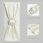 50 Pack Spandex Ivory Chair Sashes Bows with Slider Buckles for Wedding Party Feast Banquet Restaurant Event Bridal Baby Shower Decoration - Image 4