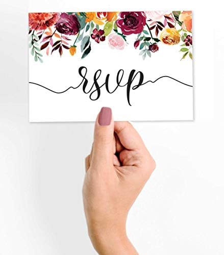 RSVP Postcards (Set of 50) 4"X6" Blank with Mailing Side,RSVP Reply Response Cards for Wedding Floral Script Style Print Return Cards - Image 2