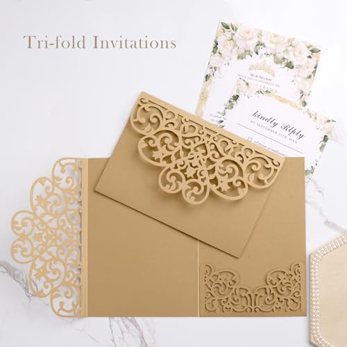 Personalized Wedding Invitations Gold Laser Cut Invitation Kit - Image 6