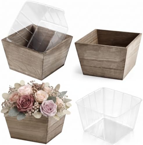 Dandat 12 Set 6 Inch Wooden Flower Box Rustic Table Centerpieces,Brown by Dandat