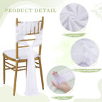 White Chair Sashes for Wedding: 32 Pieces 8ft Long Sheer Draping Fabric - Party Dinner Hotel Event Decoration - Image 4