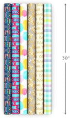 Hallmark Wrapping Paper Rolls for All Occasions (Birthday, Plaid, Flowers) - Image 3