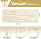 20 Pack Ivory Table Runner 17 x 108inch Cheesecloth Table Runner Rustic Boho Gauze Sheer Fabric Cheese Cloth Table Runners for Wedding Party Bridal Baby Shower Birthday Spring Table Decor - Image 3