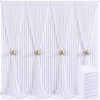 8 Panels White Backdrop Curtain for Parties Wedding Wrinkle Free 40ft x 10ft Backdrop Drapes for Baby Shower Gender Reveal Birthday Photo Photography Polyester Fabric Background Decoration by Suppromo