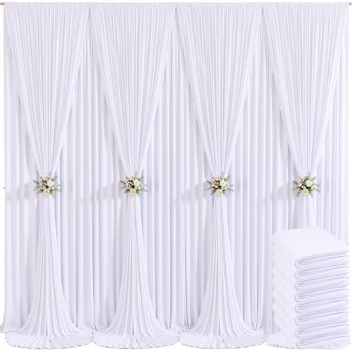 8 Panels White Backdrop Curtain for Parties Wedding Wrinkle Free 40ft x 10ft Backdrop Drapes for Baby Shower Gender Reveal Birthday Photo Photography Polyester Fabric Background Decoration by Suppromo