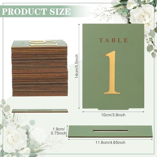 Geelin 20 Pcs Wooden Wedding Table Numbers 1-20 with Stands, Sage Green - Image 6
